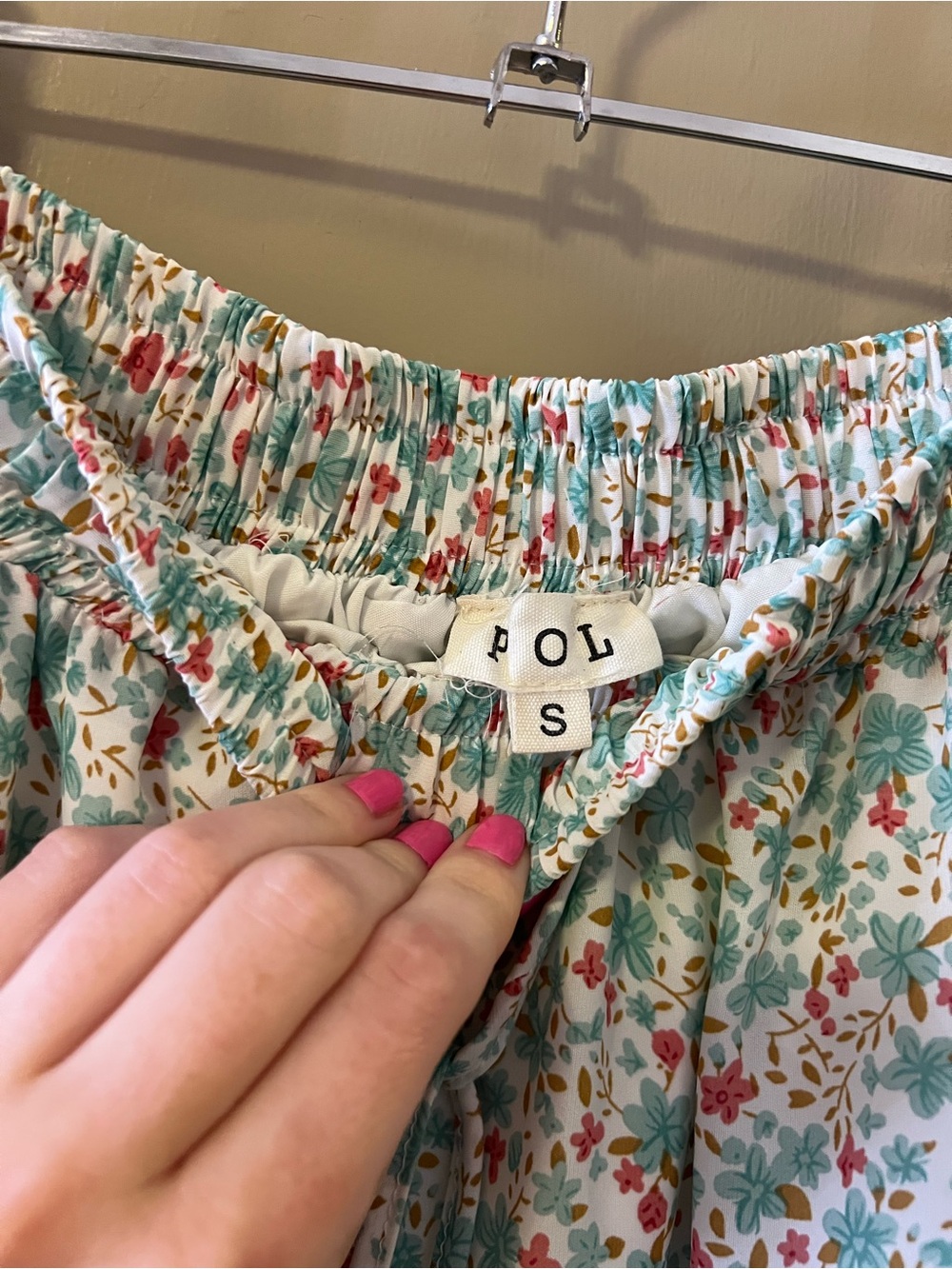 POL Mint Green Floral Tiered Maxi Skirt: S - Picture 5 of 7